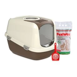 PeeWee EcoDome - Startpakket -Geschäft Für Tierbedarf peewee ecodome kattenbak startpakket bruinroomwit 49863 0500 none